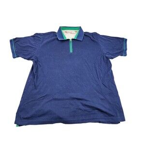 Robert Graham Mens L Large Blue Classic Fit Zipper Polo Shirt